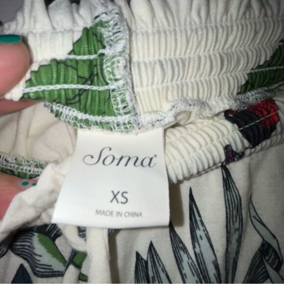 Soma Floral Print Pull On Elastic Waistband Drawstring Loungewear Pants - Picture 4 of 7